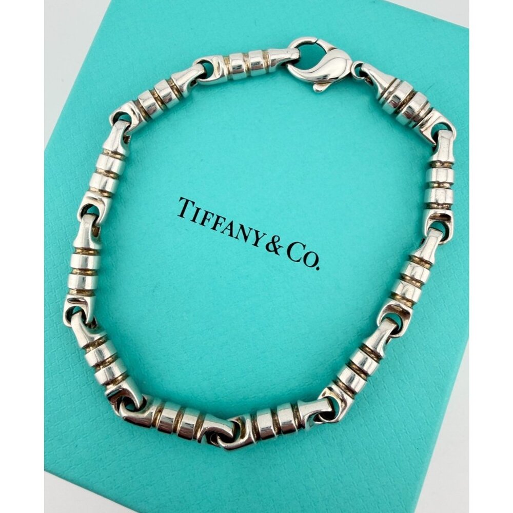 Tiffany & Co. Paloma Picasso Men's Groove Link Bracelet 9.5" Sterling Silver 40g